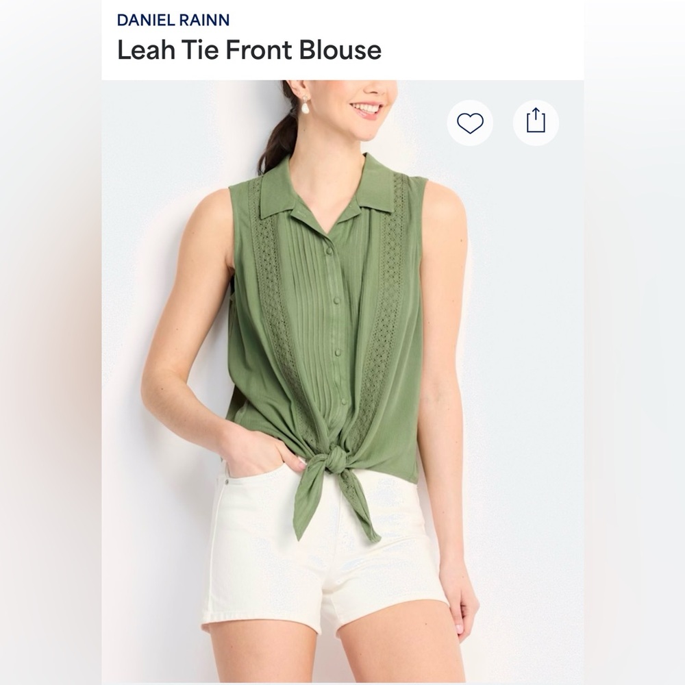 Daniel Rainn S Leah Tie Front Blouse Green - Picture 6 of 6